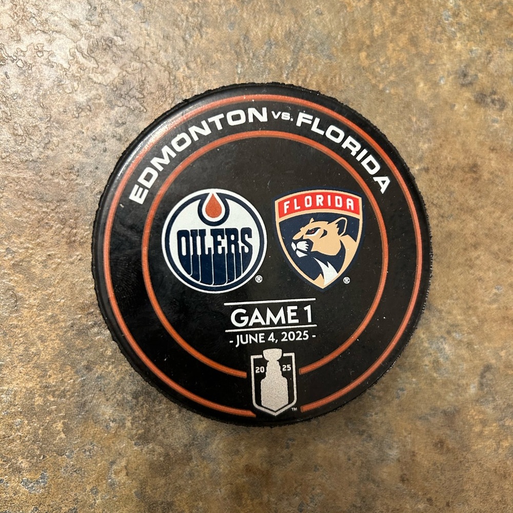 Edmonton vs. Florida Game 1 Hockey Puck